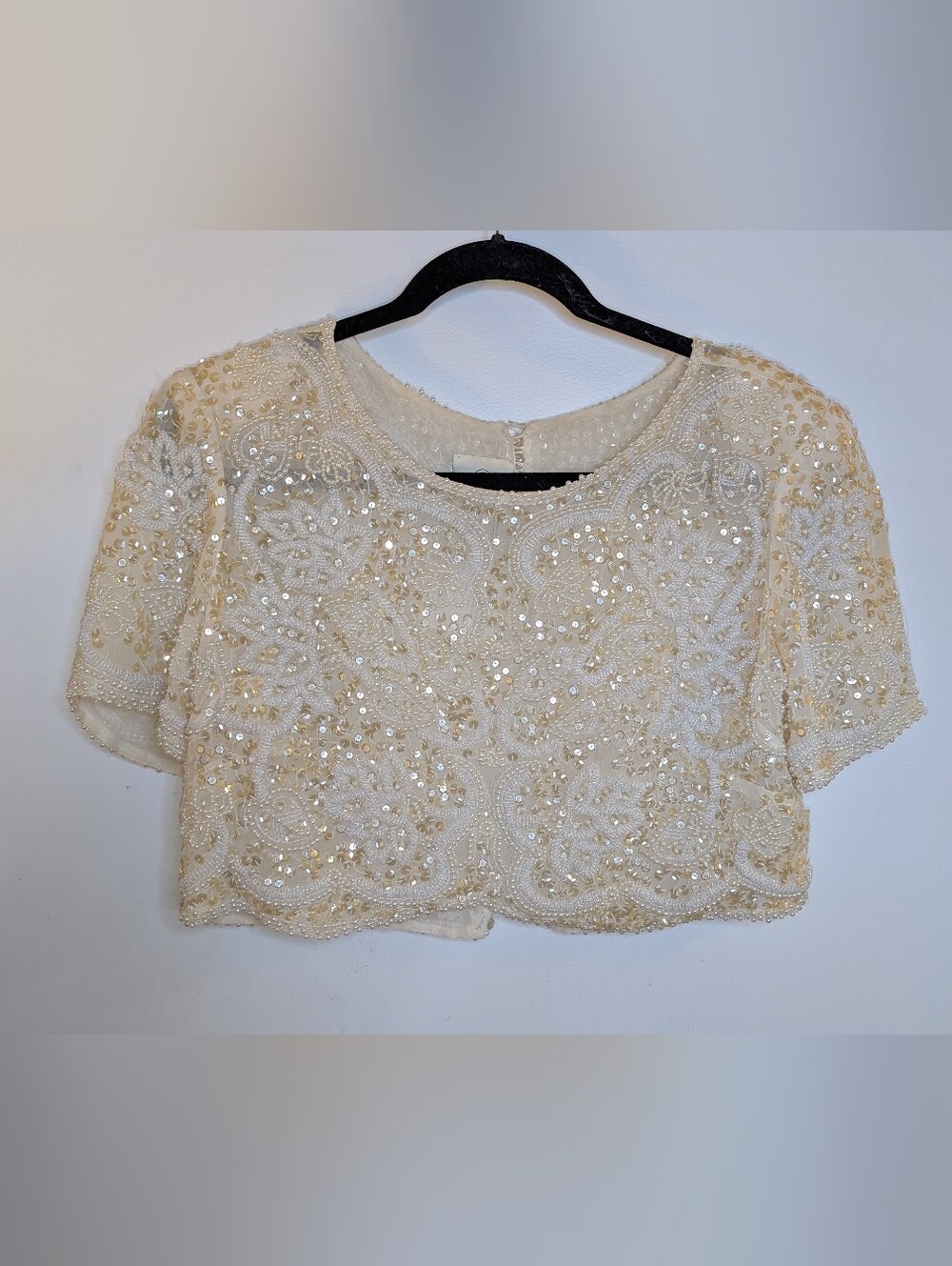 Vintage Beaded Alfred Angelo Wedding Gown Topper Bolero Jacket Vintage Size 12